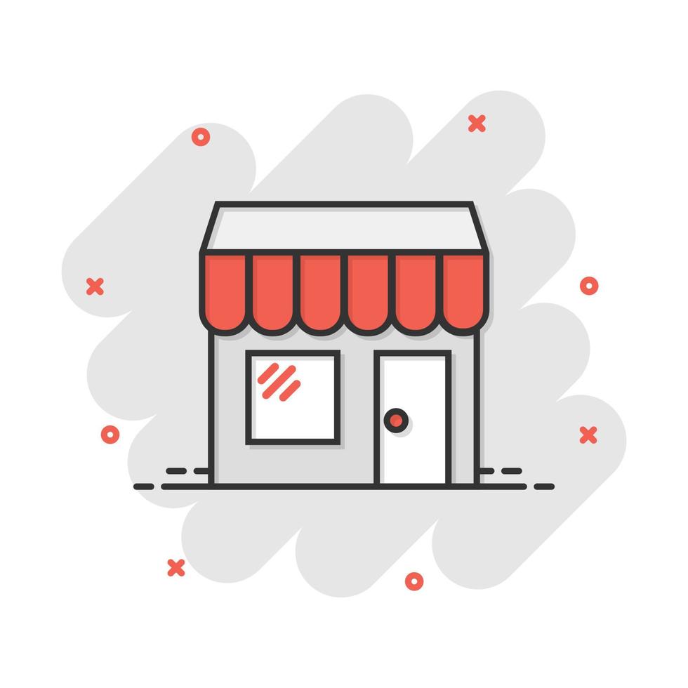 icono de mercado de tienda de dibujos animados de vector en estilo cómico. pictograma de ilustración icono de mercado de tienda de dibujos animados de vector en estilo cómico. pictograma de ilustración