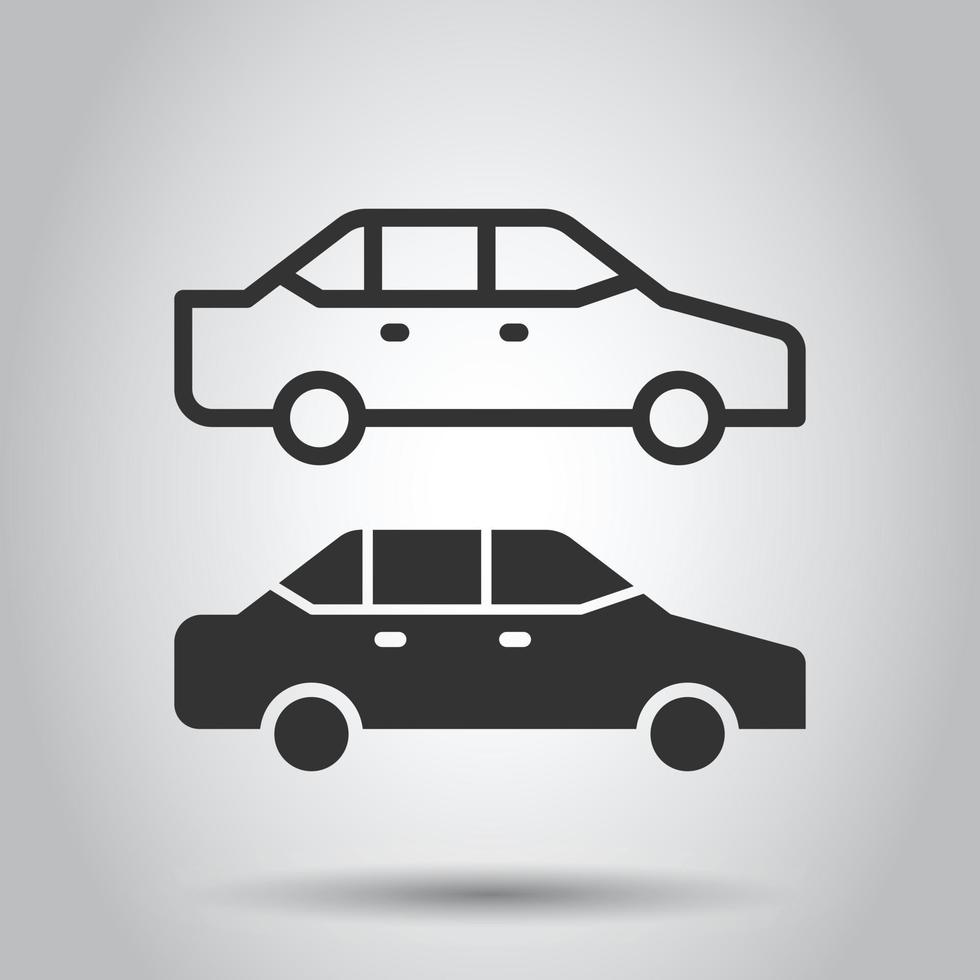 Car icon in flat style. Automobile vehicle vector illustration on white isolated background. Sedan business concept.