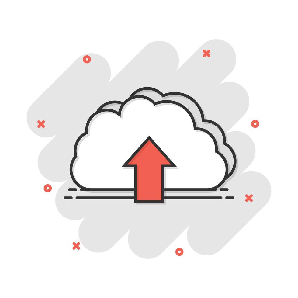 Vector cartoon cloud icon in comic style. Cloud sign illustration pictogram. Swarm business splash effect concept.