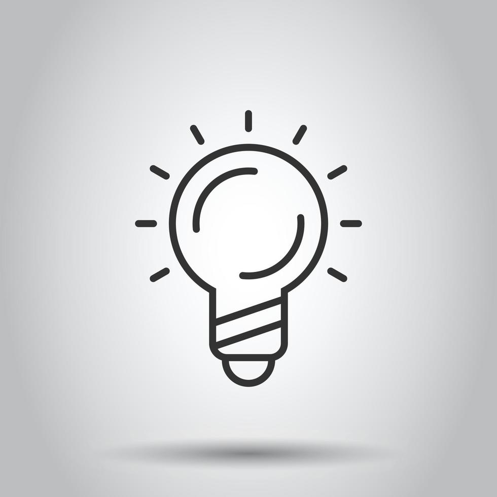 Light bulb icon in flat style. Lightbulb vector illustration on white isolated background. Lamp idea business concept.