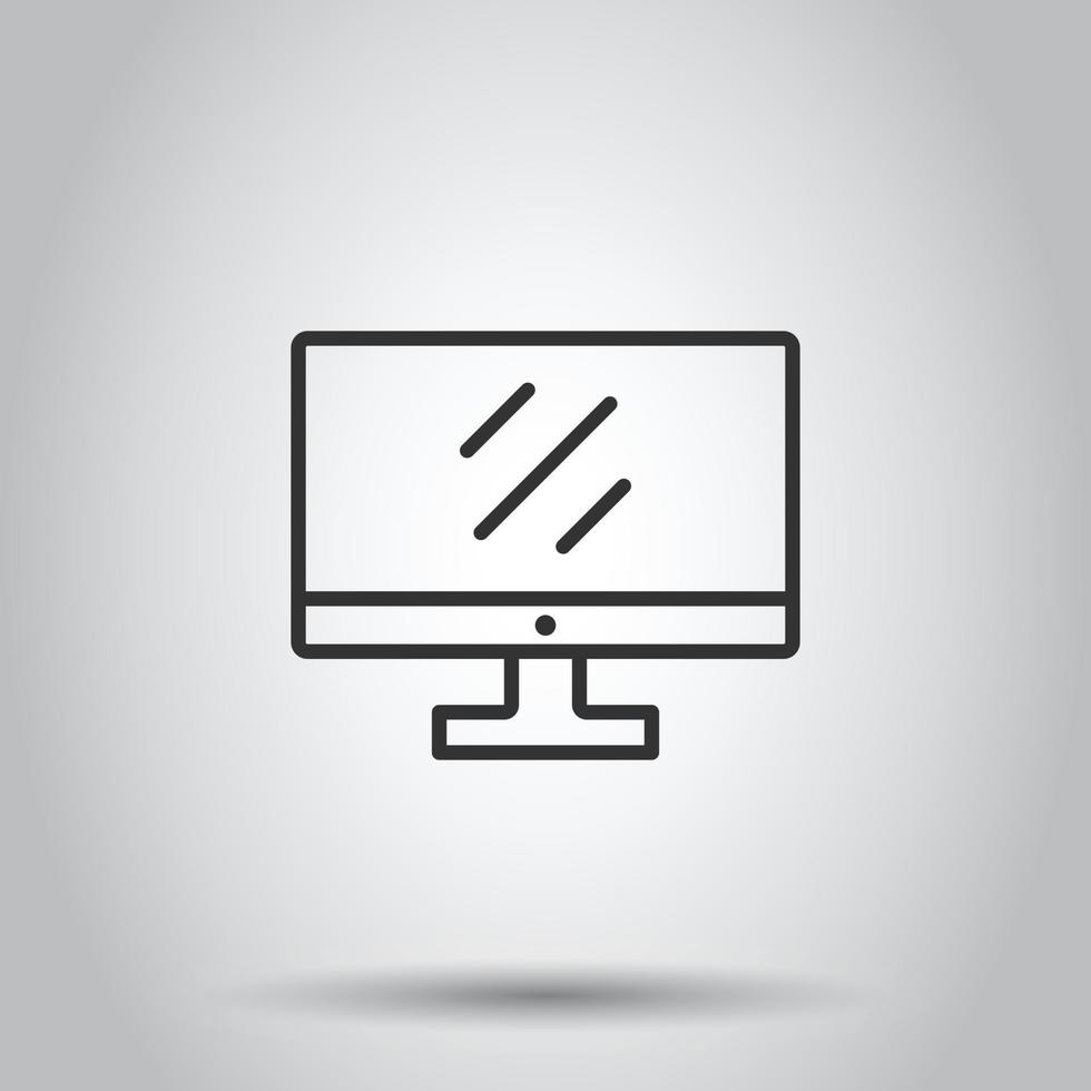 Computer monitor icon. Vector illustration on isolated background. Business concept tv monitor pictogram.