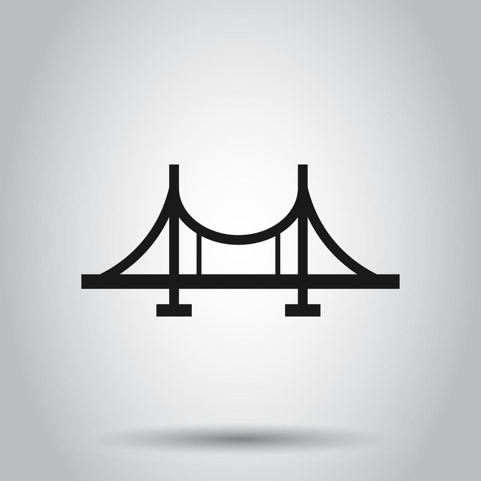 Bridge sign icon in flat style. Drawbridge vector illustration on isolated background. Road business concept.