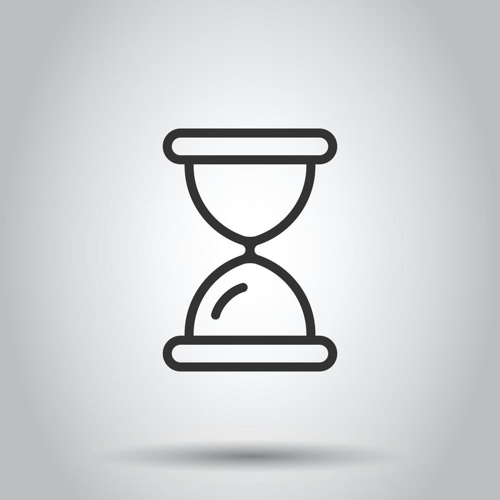 Hourglass icon in flat style. Sandglass vector illustration on white isolated background. Clock business concept.