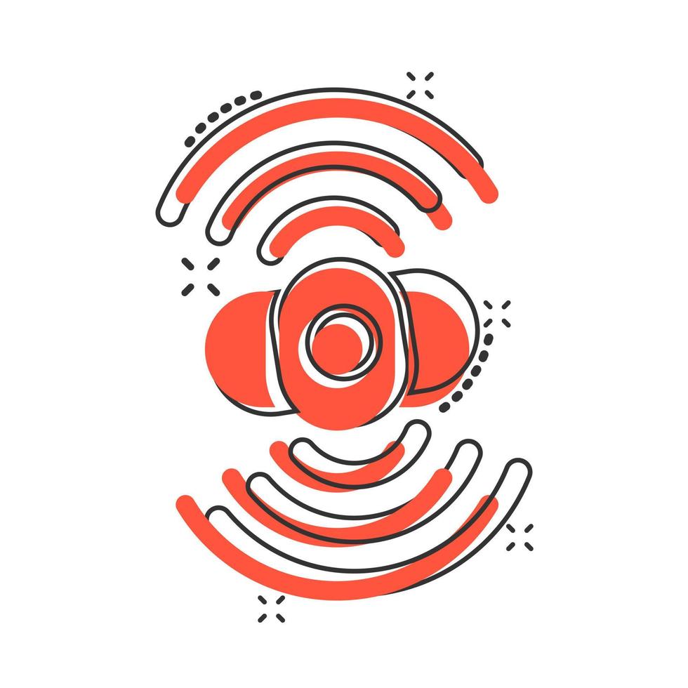 Motion sensor icon in comic style. Waves vector cartoon illustration pictogram. Security connection business concept splash effect.