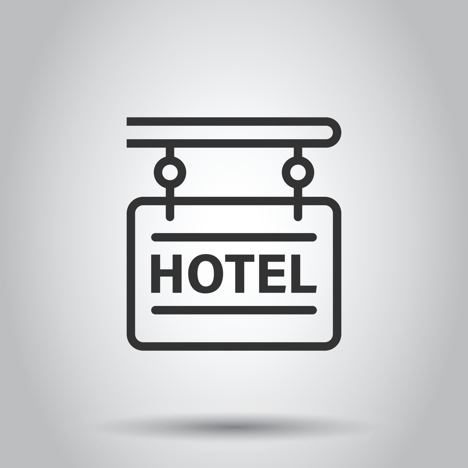 Hotel sign icon in flat style. Inn vector illustration on white