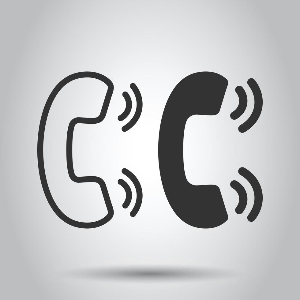 Mobile phone icon in flat style. Telephone talk vector illustration on white isolated background. Hotline contact business concept.