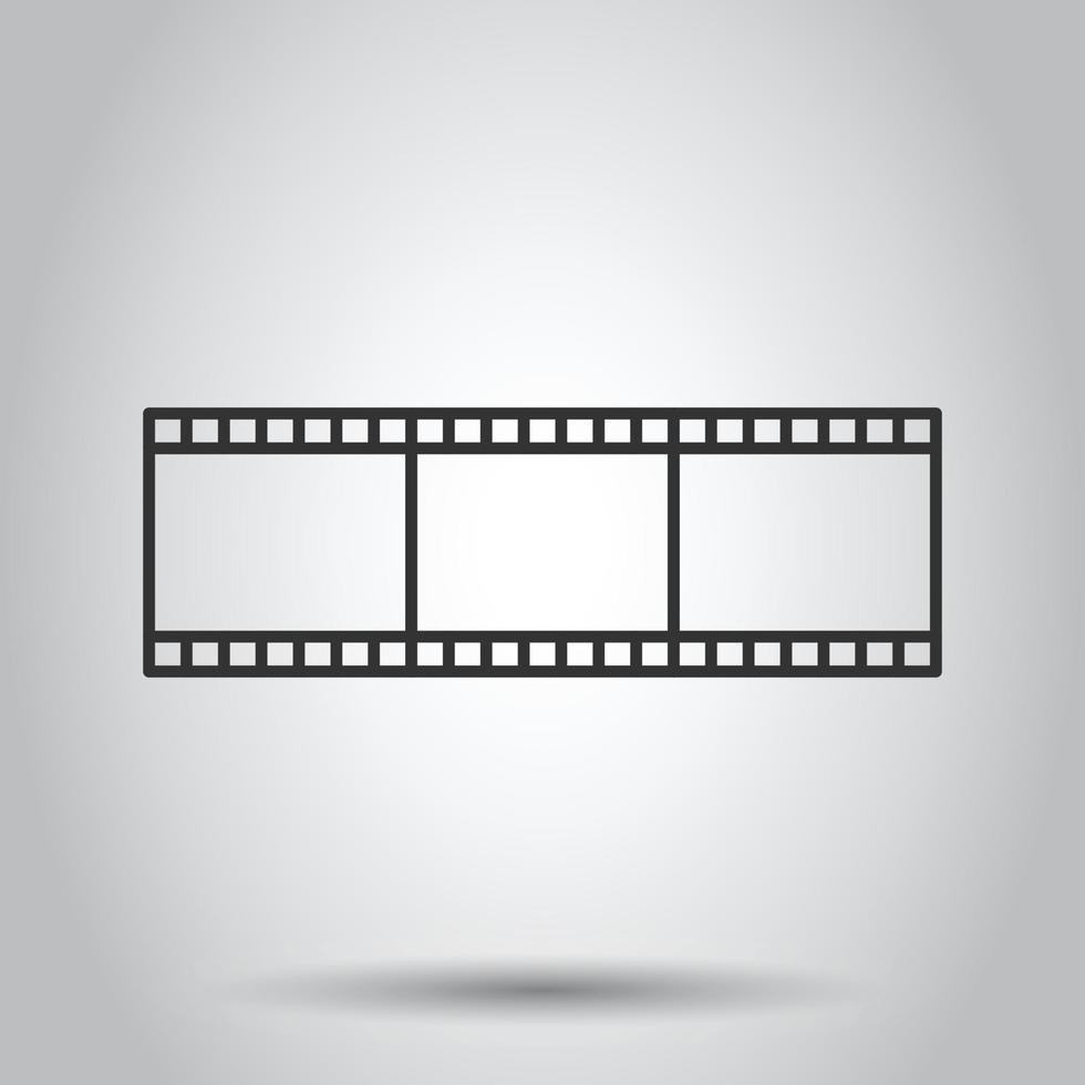 Film icon in flat style. Movie vector illustration on white isolated background. Play video business concept.