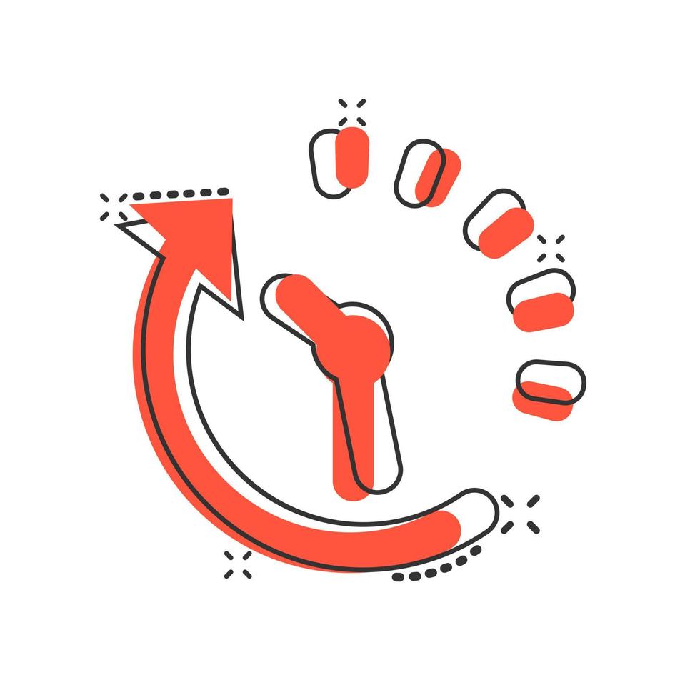Clock countdown icon in comic style. Time chronometer vector cartoon illustration pictogram splash effect.