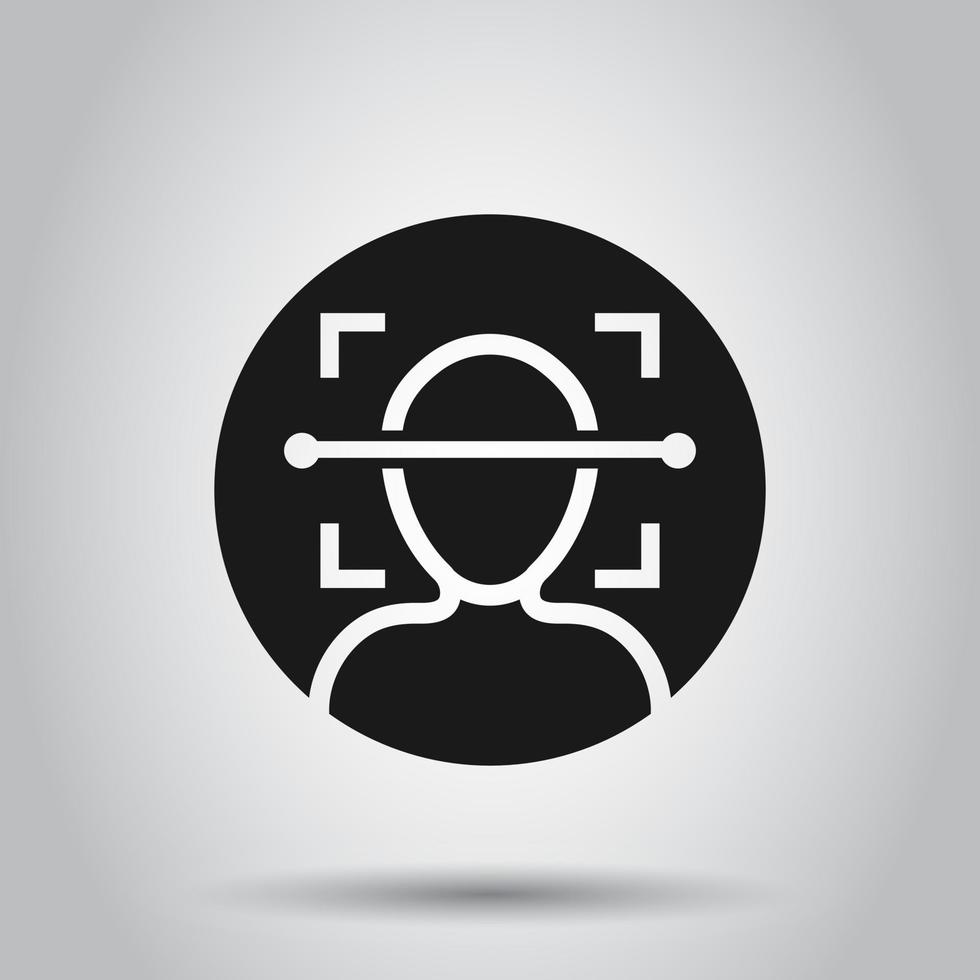 Face scan icon in flat style. Facial id vector illustration on isolated background. Identification algorithm business concept.