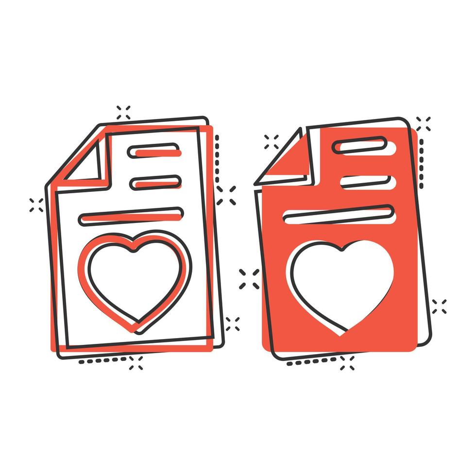 Wishlist icon in comic style. Like document cartoon vector illustration on white isolated background. Favorite list splash effect business concept.