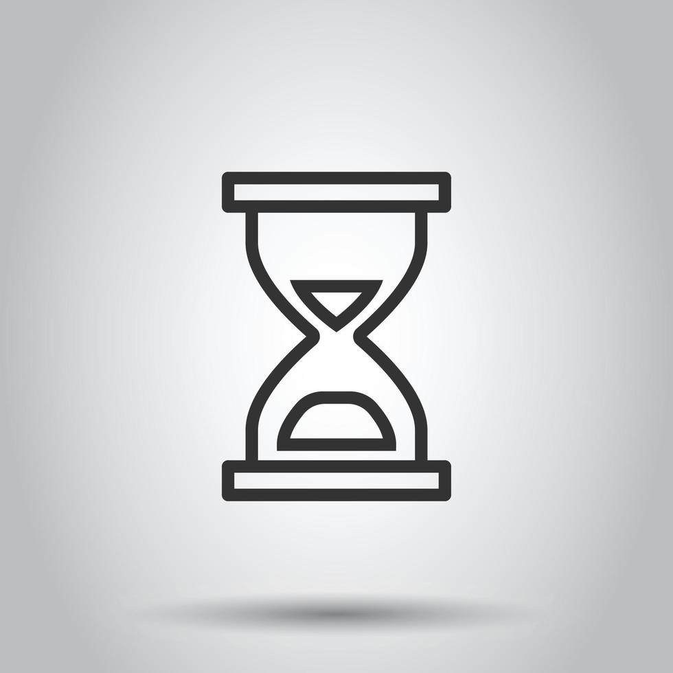 Hourglass icon in flat style. Sandglass vector illustration on white isolated background. Clock business concept.