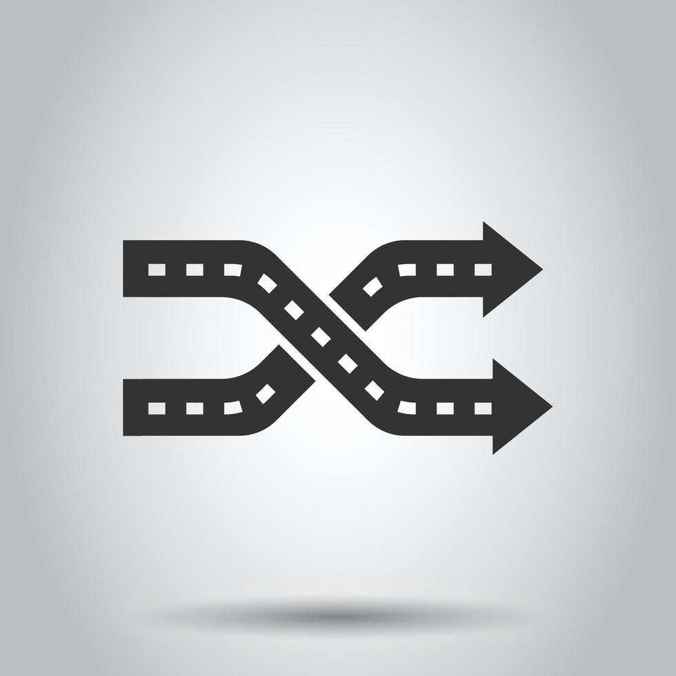 Crossroad icon in flat style. Road direction navigation vector illustration on white isolated background. Locate pin position business concept.