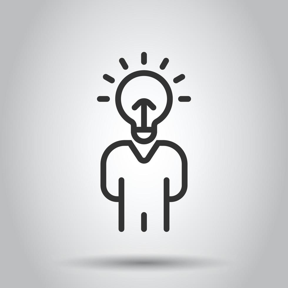 People with bulb icon in flat style. idea vector collection illustration on white isolated background. Brain mind business concept.