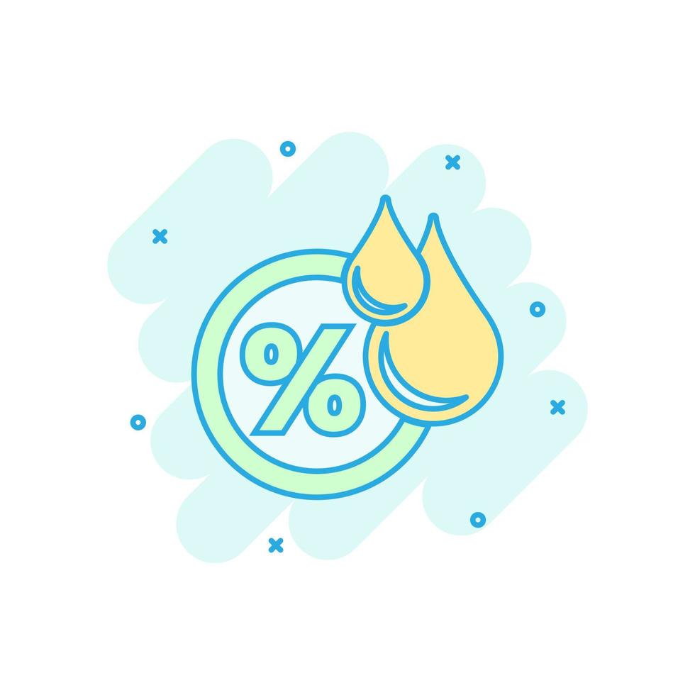 Humidity icon in comic style. Climate vector cartoon illustration on white isolated background. Temperature forecast business concept splash effect.