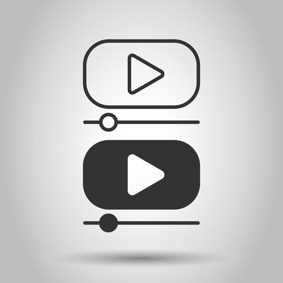 Film icon in flat style. Movie vector illustration on white isolated background. Play video business concept.