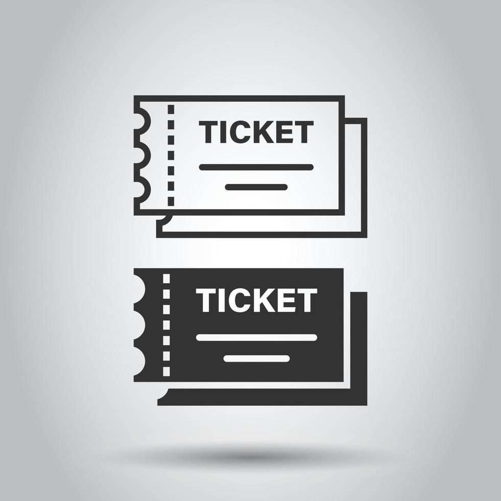 Cinema ticket icon in flat style. Admit one coupon entrance vector illustration on white isolated background. Ticket business concept.