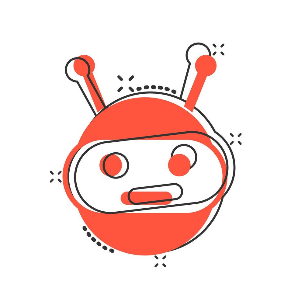 linda robot chatbot icono en cómic estilo. larva del moscardón operador vector dibujos animados ilustración pictograma chapoteo efecto.