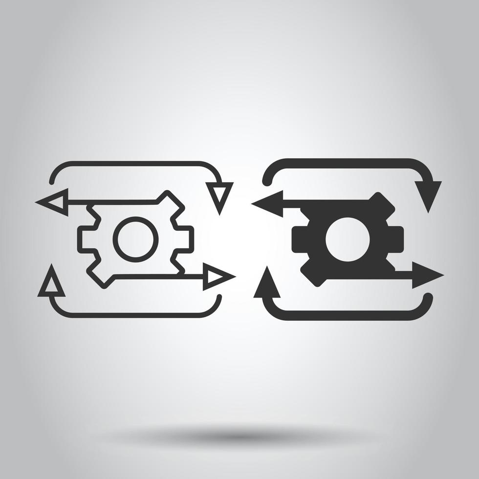 Workflow icon in flat style. Gear effective vector illustration on white isolated background. Process organization business concept.