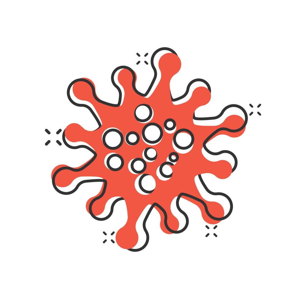Disease bacteria icon in comic style. Allergy cartoon vector illustration on white isolated background. Microbe virus splash effect business concept.