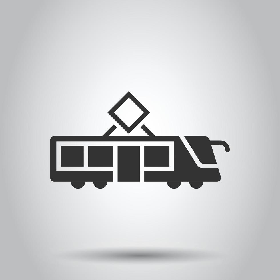 Metro icon in flat style. Train subway vector illustration on white isolated background. Railroad cargo business concept.