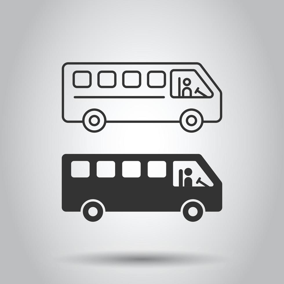 Bus icon in flat style. Coach vector illustration on white isolated background. Autobus vehicle business concept.