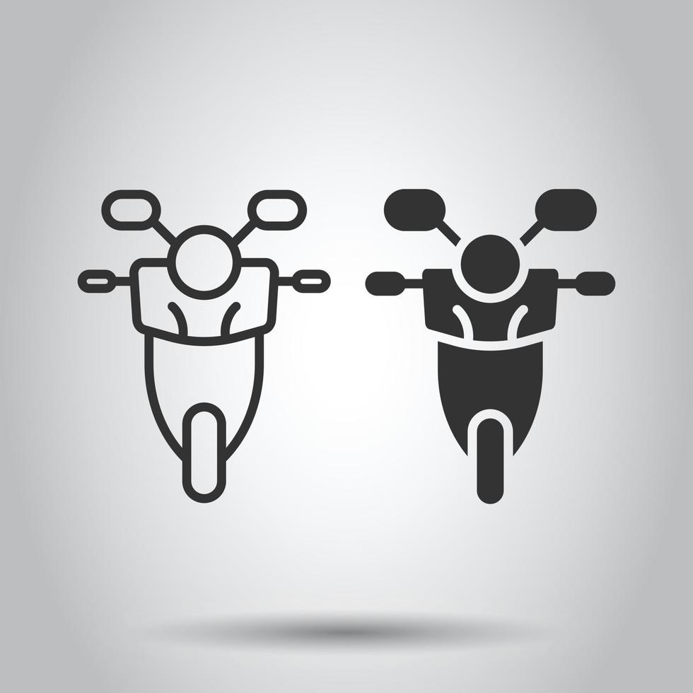 Motorbike icon in flat style. Scooter vector illustration on white isolated background. Moped vehicle business concept.