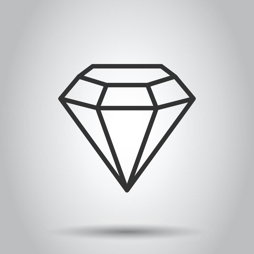 Diamond gem icon in flat style. Gemstone vector illustration on white isolated background. Jewelry brilliant business concept.