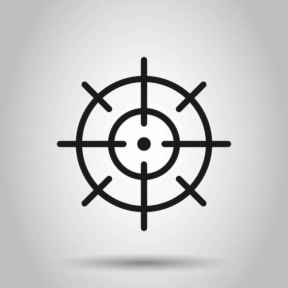 Shooting target vector icon in flat style. Aim sniper symbol illustration on isolated background. Target aim business concept.