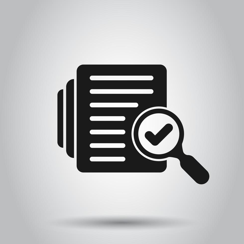 Audit document icon in flat style. Result report vector illustration on isolated background. Verification control business concept.