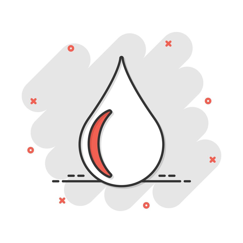 Water drop icon in comic style. Raindrop vector cartoon illustration pictogram. Droplet water blob business concept splash effect.