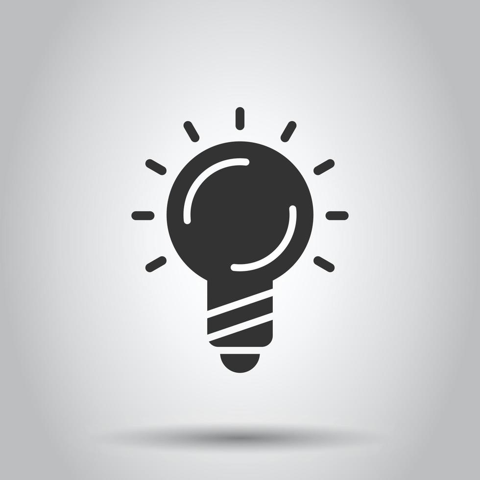 Light bulb icon in flat style. Lightbulb vector illustration on white isolated background. Lamp idea business concept.