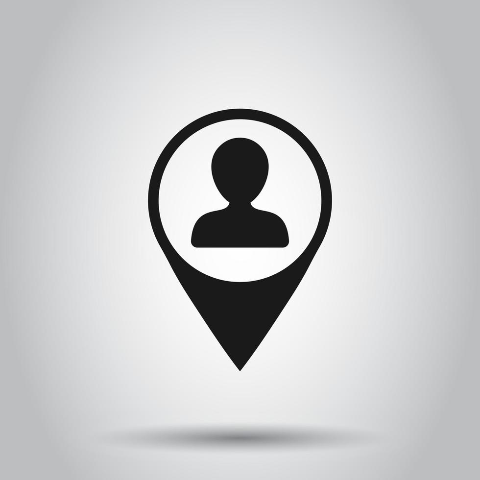 Placement icon in flat style. People pin vector illustration on isolated background. Navigation business concept.