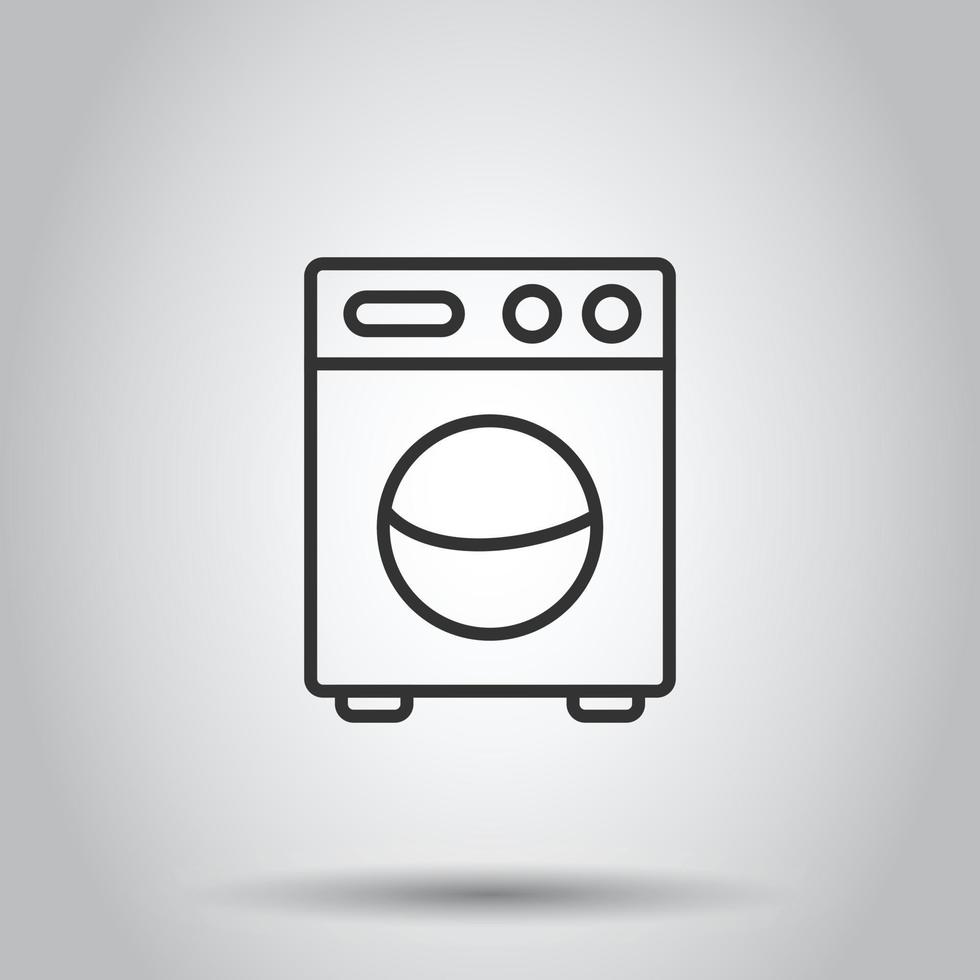 Washing machine icon in flat style. Washer vector illustration on white isolated background. Laundry business concept.