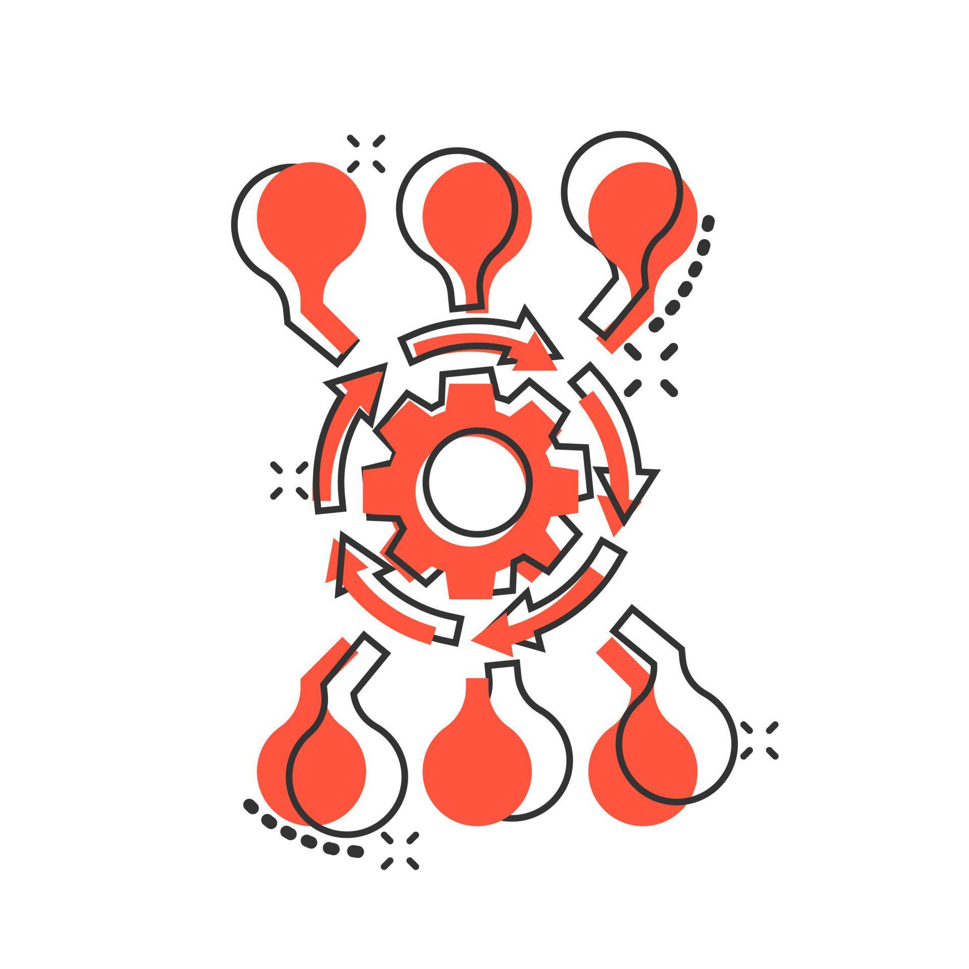 Vector cartoon algorithm api software icon in comic style. Gear with ...