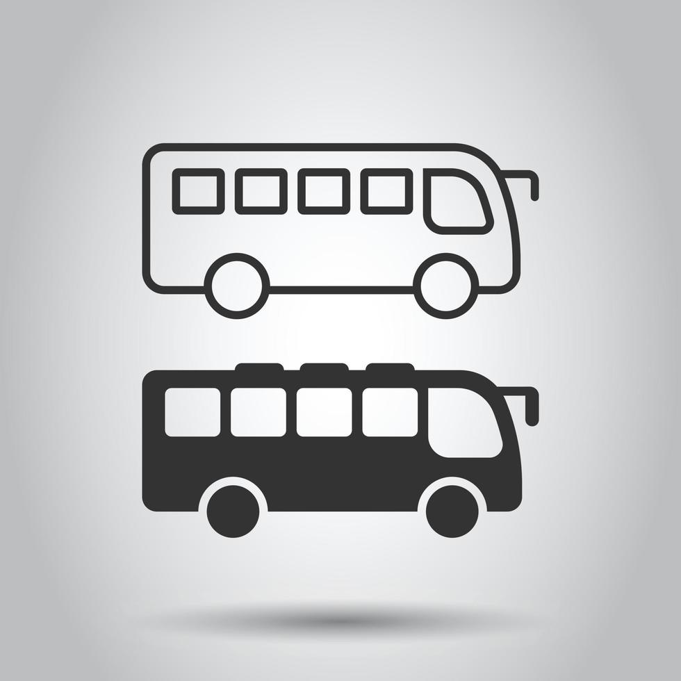 Bus icon in flat style. Coach vector illustration on white isolated background. Autobus vehicle business concept.