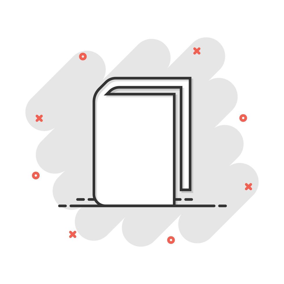 Book education icon in comic style. Literature magazine vector cartoon illustration pictogram. Book paper business concept splash effect.