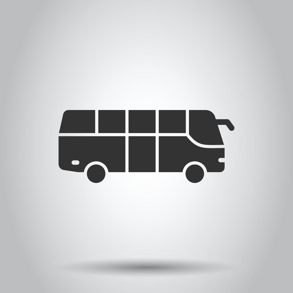 Bus icon in flat style. Coach vector illustration on white isolated background. Autobus vehicle business concept.