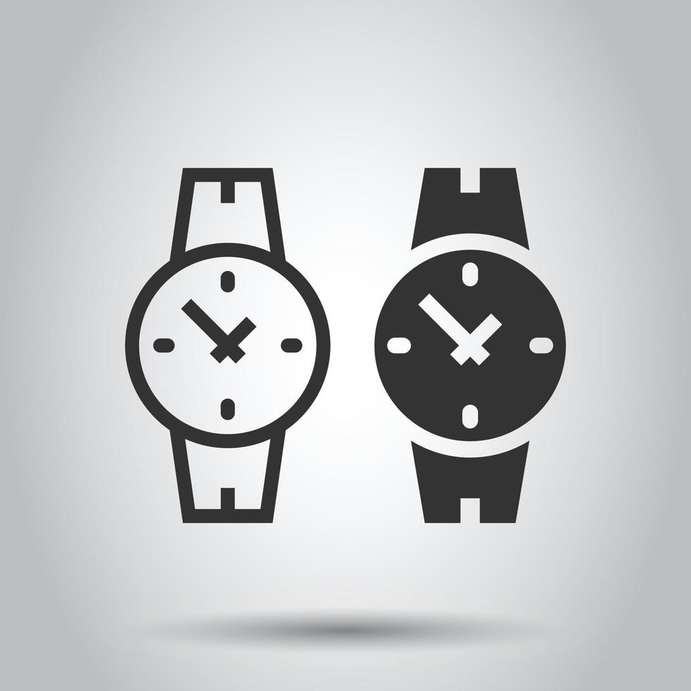 Wrist watch icon in flat style. Hand clock vector illustration on white isolated background. Time bracelet business concept.