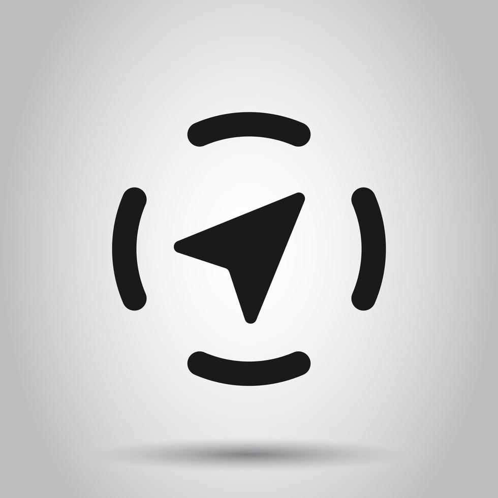 Global navigation icon in flat style. Compass gps vector illustration on isolated background. Location discovery business concept.