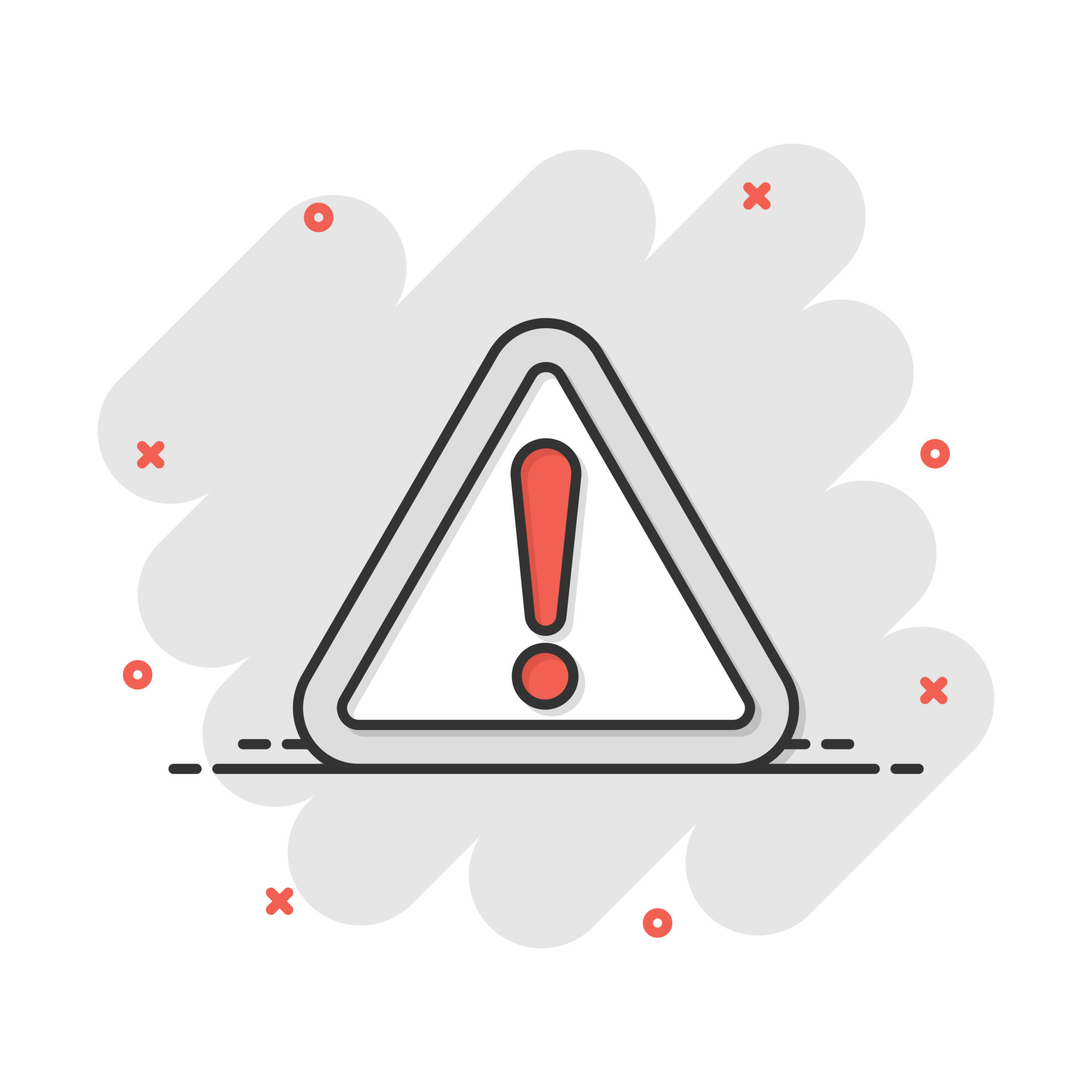 Vector cartoon danger icon in comic style. Attention caution sign  illustration pictogram. Danger business splash effect concept. 20098060  Vector Art at Vecteezy