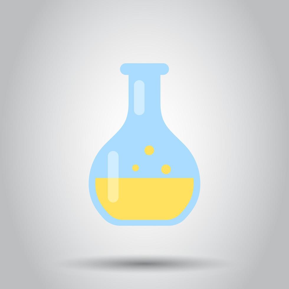 Chemistry beakers sign icon in flat style. Flask test tube vector illustration on isolated background. Alchemy business concept.