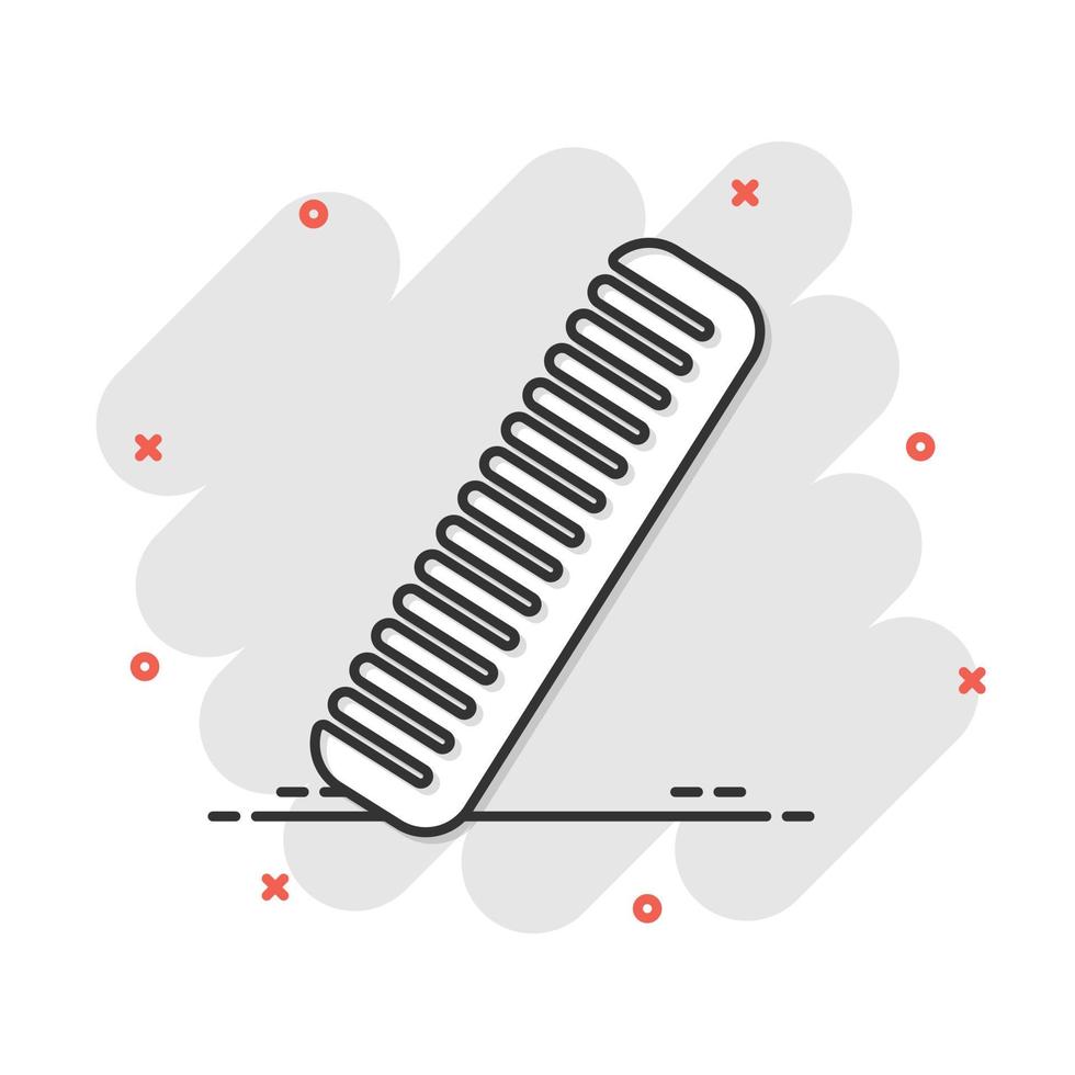Hair brush icon in comic style. Comb accessory vector cartoon illustration pictogram. Hairbrush business concept splash effect.