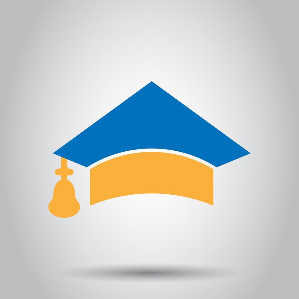 Graduation cap icon in transparent style. Education hat vector illustration on isolated background. University bachelor business concept.