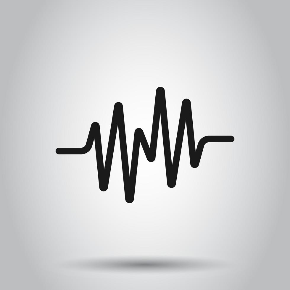 Sound wave icon in flat style. Heart beat vector illustration on isolated background. Pulse rhythm business concept.