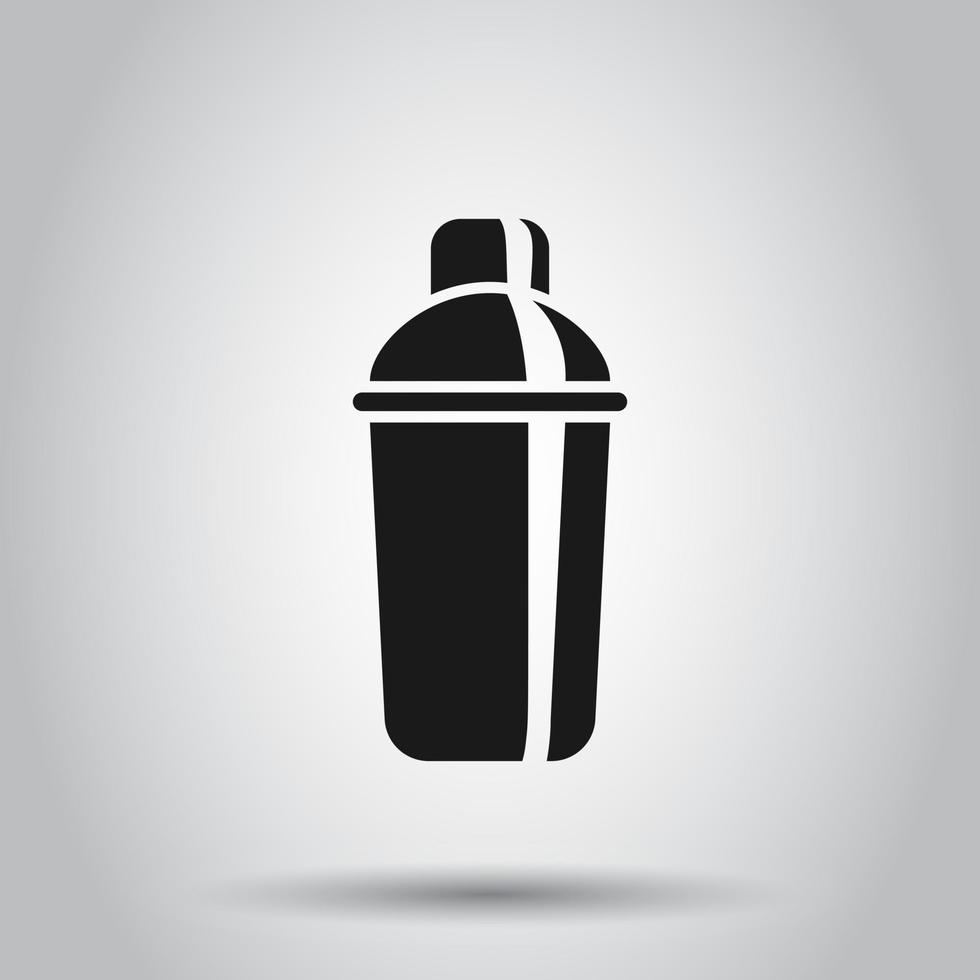 Shaker icon in flat style. Sport bottle vector illustration on isolated background. Fitness container business concept.