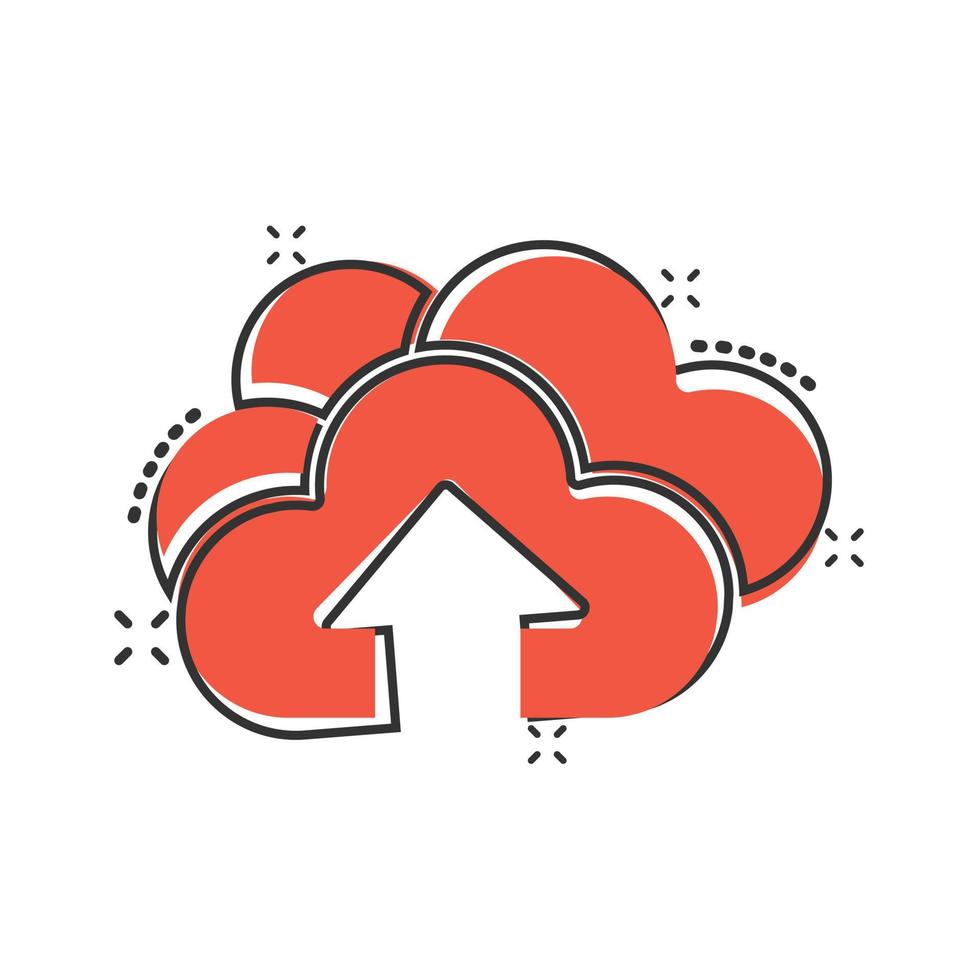 Digital service icon in comic style. Network cloud cartoon vector illustration on white isolated background. Computer technology splash effect business concept.