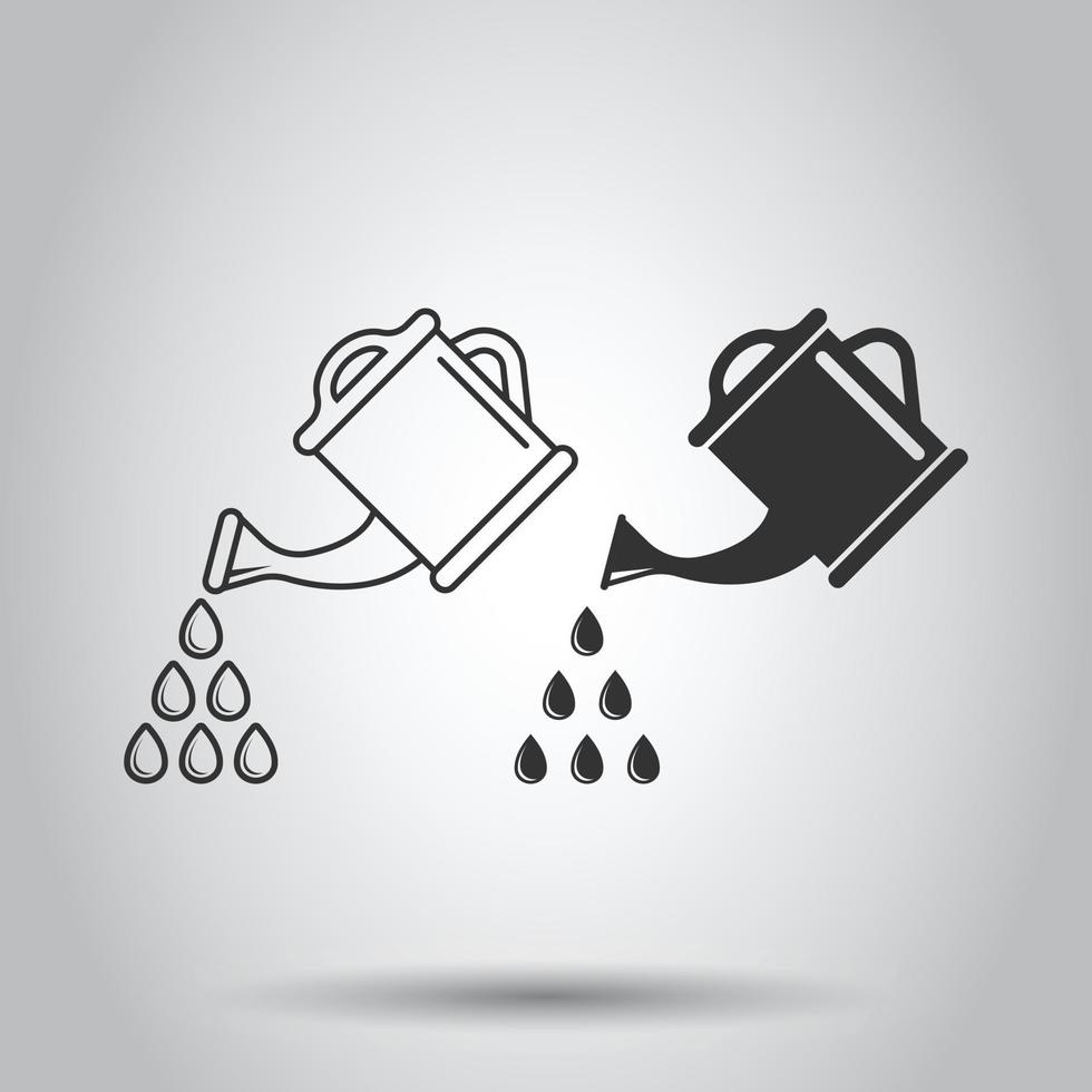 Water can icon in flat style. Irrigation garden vector illustration on white isolated background. Watering business concept.