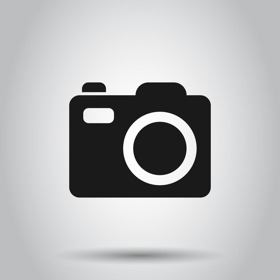 Camera device sign icon in flat style. Photography vector illustration on isolated background. Cam equipment business concept.