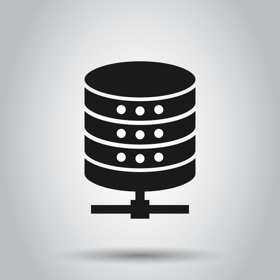 Data center icon in flat style. Server vector illustration on isolated background. Security business concept.