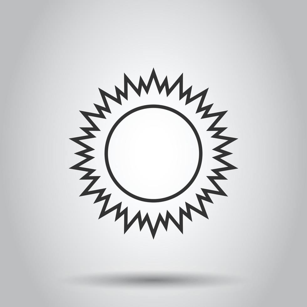 icono de sol en estilo plano. Ilustración de vector de signo de luz solar sobre fondo blanco aislado. concepto de negocio de luz diurna.